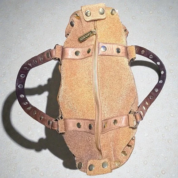 Hammitt Crystal Leather Doctor Bag Purse Satchel Brown Gold Studs - Picture 4 of 13